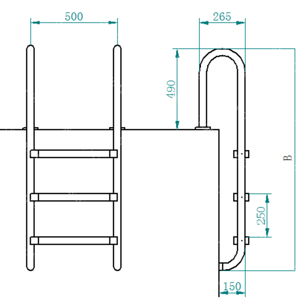 U01 U Modello 304 Scala in Acciaio Inox