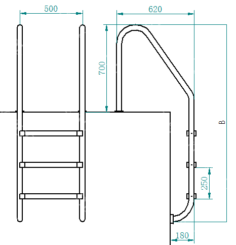 L01 L Scala in Acciaio Inox Modello 304